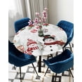 thumbnail image 5 of Christmas Snowman Table Cloth, Round Fitted Tablecloths with Elastic Edge, Xmas Balls Elk Botanical Grey Wipeable Waterproof Table Cover for Kitchen Wedding 55-60 Inches, 5 of 6