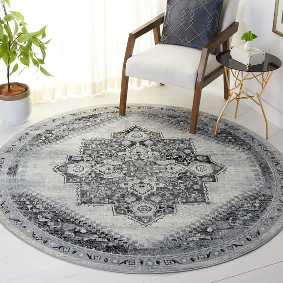 SAFAVIEH Brentwood Clotilda Oriental Area Rug, Gray/Black, 6'7" x 6'7" Round