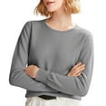 thumbnail image 1 of Pulls Confortables pour Femmes! Fadeal Tricot Uni Printemps et Automne Hiver avec Col Rond et Style à Manches Longues pour Femmes Gris Foncé S, 1 of 4