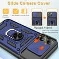 thumbnail image 3 of Elegant Choise Phone Case with Ring Stand and Slide Camera Lens for iPhone 16 Pro Max/16 Pro/16 Plus/16, Blue, 3 of 13
