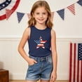 thumbnail image 4 of Odeerbi Niñas Estampado Bandera Americana Camiseta de Cuello Tripulación Sin Mangas Día de La Independencia, 4 of 8