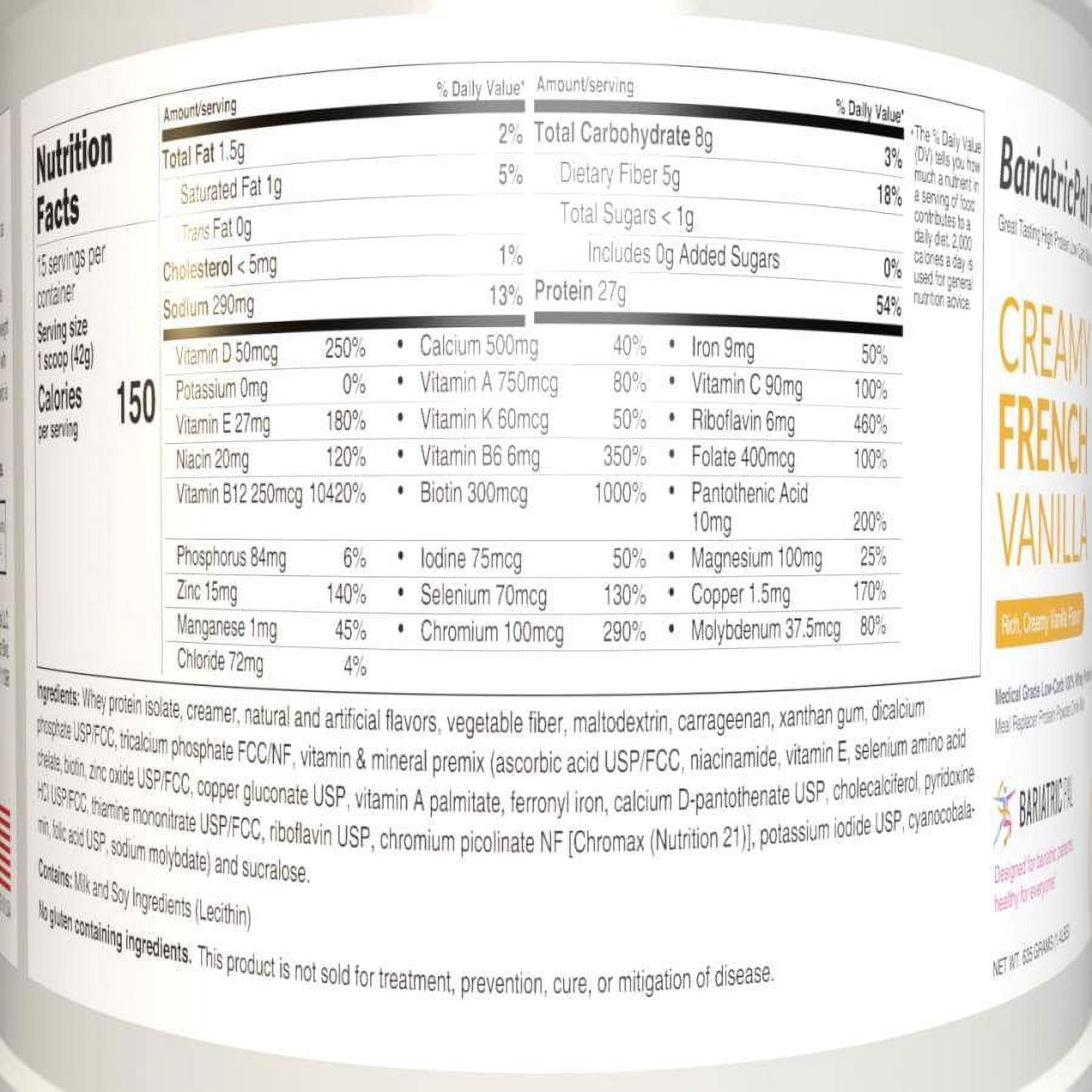 Protein ONE Complete Meal Replacement with Multivitamin, Calcium & Iron by BariatricPal - Creamy French Vanilla (15 Serving Tub)