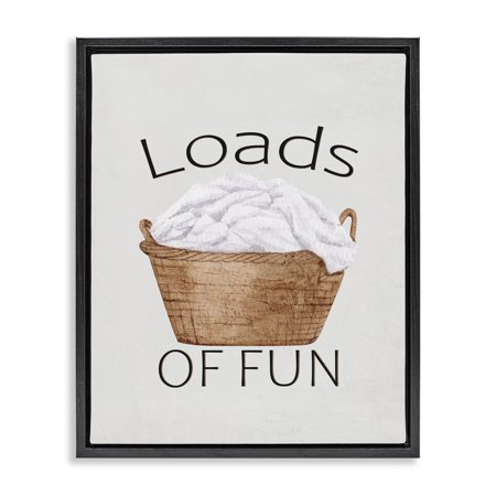 Stupell Loads Of Fun Laundry Basket Black Framed Floater Canvas Wall Art design by Kim Allen