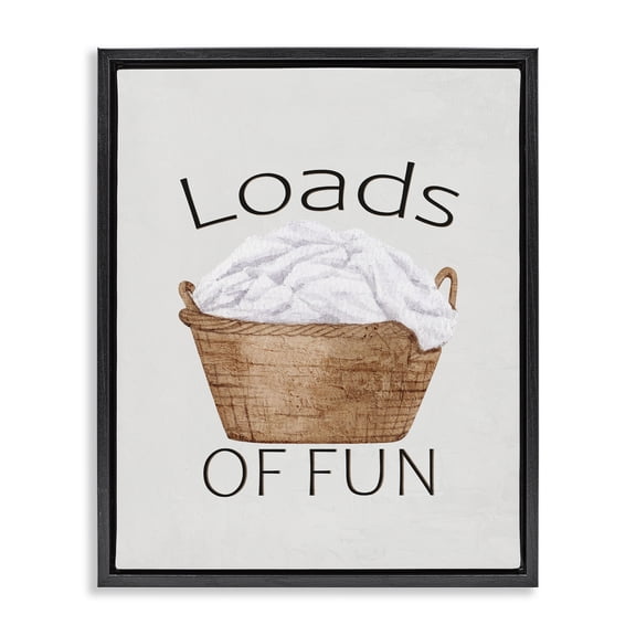 Loads Of Fun Laundry Basket Black Framed Floater Canvas Wall Art, design by Kim Allen