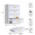 thumbnail image 6 of Metal White 4 Drawer Dresser for Bedroom, Tall Bedroom Dresser with Large Drawer & Golden Handles,Metal Storage Organizer Cabinet Chest of Drawer for Closet, 6 of 7