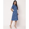 thumbnail image 3 of Moomaya Women's Printed Lapel Collar Dress Puff Sleeves Knee Dress With Pockets, 3 of 8