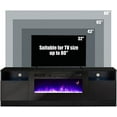 thumbnail image 3 of Merluxy Fireplace TV Stand with 36" Fireplace, LED Light Entertainment Center, Modern Wood Texture Storage Cabinet for TVs up to 80", 70"es, Black, 3 of 7