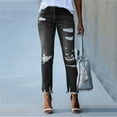 thumbnail image 5 of Giftesty Womens Pants Clearance Fashion Women Pockets Button Mid Waist Skinny Ripped Jeans Trousers Hole Denim Pants, 5 of 9