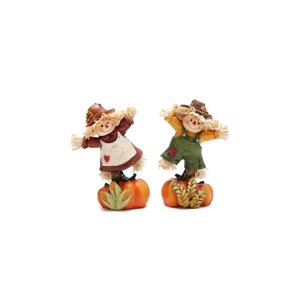 Pumpkin Scarecrow Figurines Set Harvest Decor Fall Thanksgiving Home