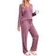 thumbnail image 2 of Fantaslook Soft Pajamas for Women Set Side Slits Long Sleeve Sleepwear 2 Piece Lounge Sets with Pockets, 2 of 11
