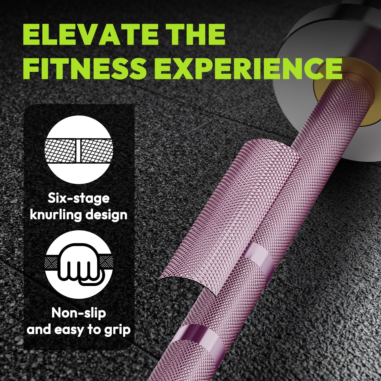 HANDBODE 5lb Mini Barbell, 4ft Short Barbell, Beginner Women Weightlifting Bar, Compatible with 2-Inch Weight Plates, for Strength Training Home Gym Weight Lifting (Pink & Silver)