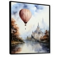 thumbnail image 2 of Designart "Monochrome Balloon Adventure By The Castle" Hot Air Balloon Floater Framed Canvas Art Print, 2 of 5