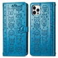 thumbnail image 2 of Funda Cartera FOXDOCK para iPhone 12 ProMax , Flip PU con Relieve de Gatos y Perros, Tarjetero y Soporte, 2 of 6