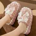thumbnail image 2 of Luxalzxs Fuzzy Cute Bow Tie Slippers for Women, Comfy Memory Foam Cloudy Soft Warm Slippers Indoor Outdoor House Slippers, 2 of 5