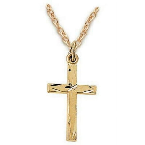 Mcvan J9246 18 in. Chain Gold Over Sterling Silver Cross Boxed
