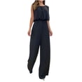 thumbnail image 2 of up to 60% off Gifts Usmixi Jumpsuits for Women Dressy Casual Business Elastic Waist Wide Leg Tank Jumpsuits Overalls Summer Round Neck Sleeveless Solid Long Formal Rompers Black m, 2 of 6