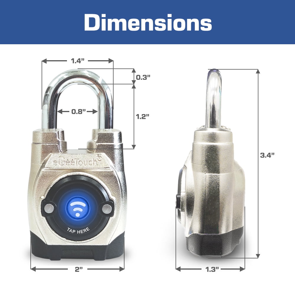 eGeeTouch Outdoor Smart Padlock with Bluetooth & NFC, 5th Gen, Short shackle (pack of 2)