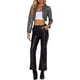 thumbnail image 2 of Chaquetas cortas de cuero PU Inspire Chic para mujer, chaqueta de manga larga de frente abierto, M gris oscuro, 2 of 6