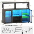 thumbnail image 7 of Homieasy Multipurpose Bar Cabinet with Power Outlet & LED Lights - Freestanding Liquor Storage with Glass Holders and Racks for Home Kitchen,Gray Oak(Model G2), 7 of 7