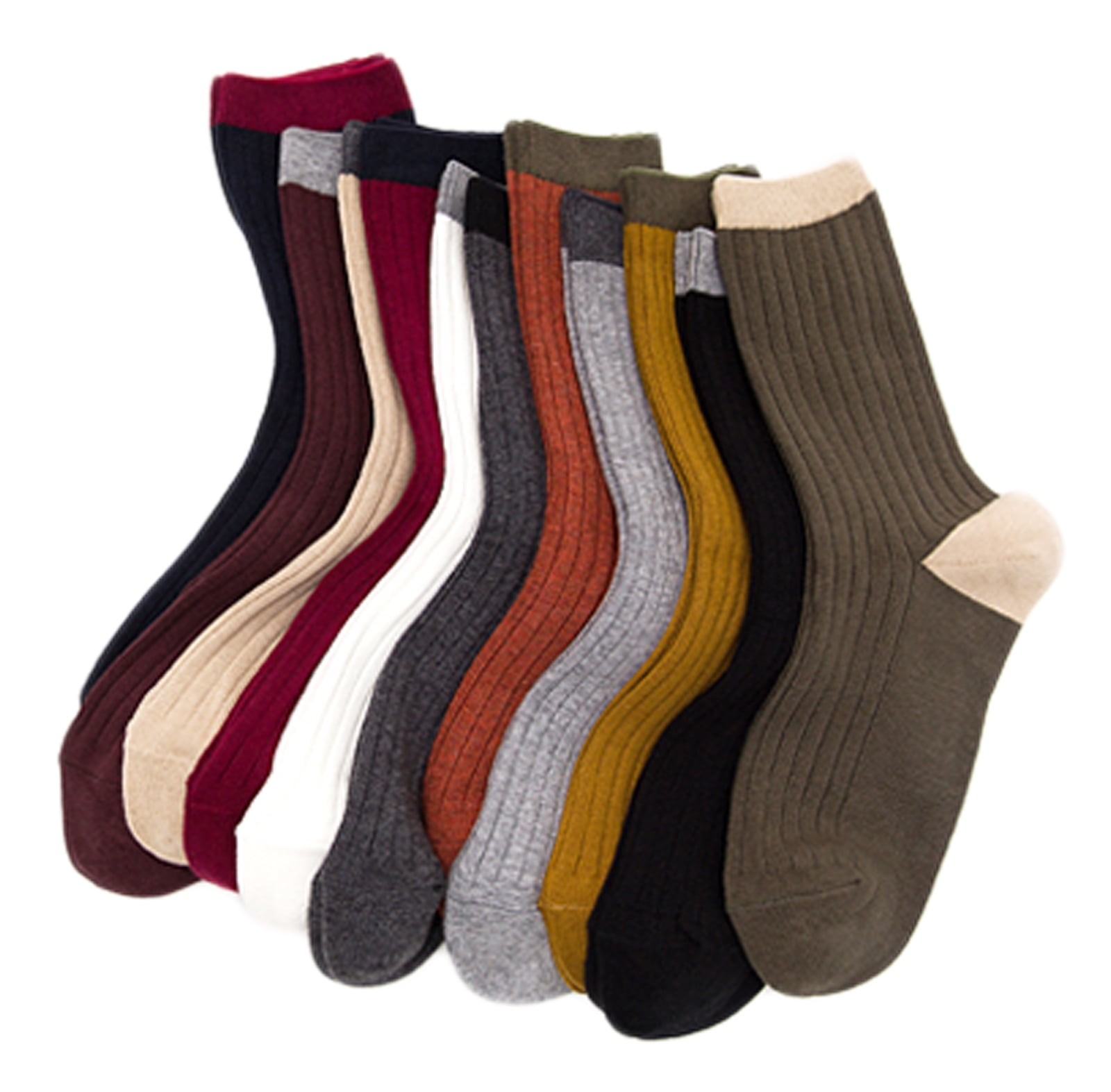 Lian LifeStyle Big Girl's & Women's 6 Pairs Combed Cotton Socks HR1751 Casual Size 6-9 (6p6c2)