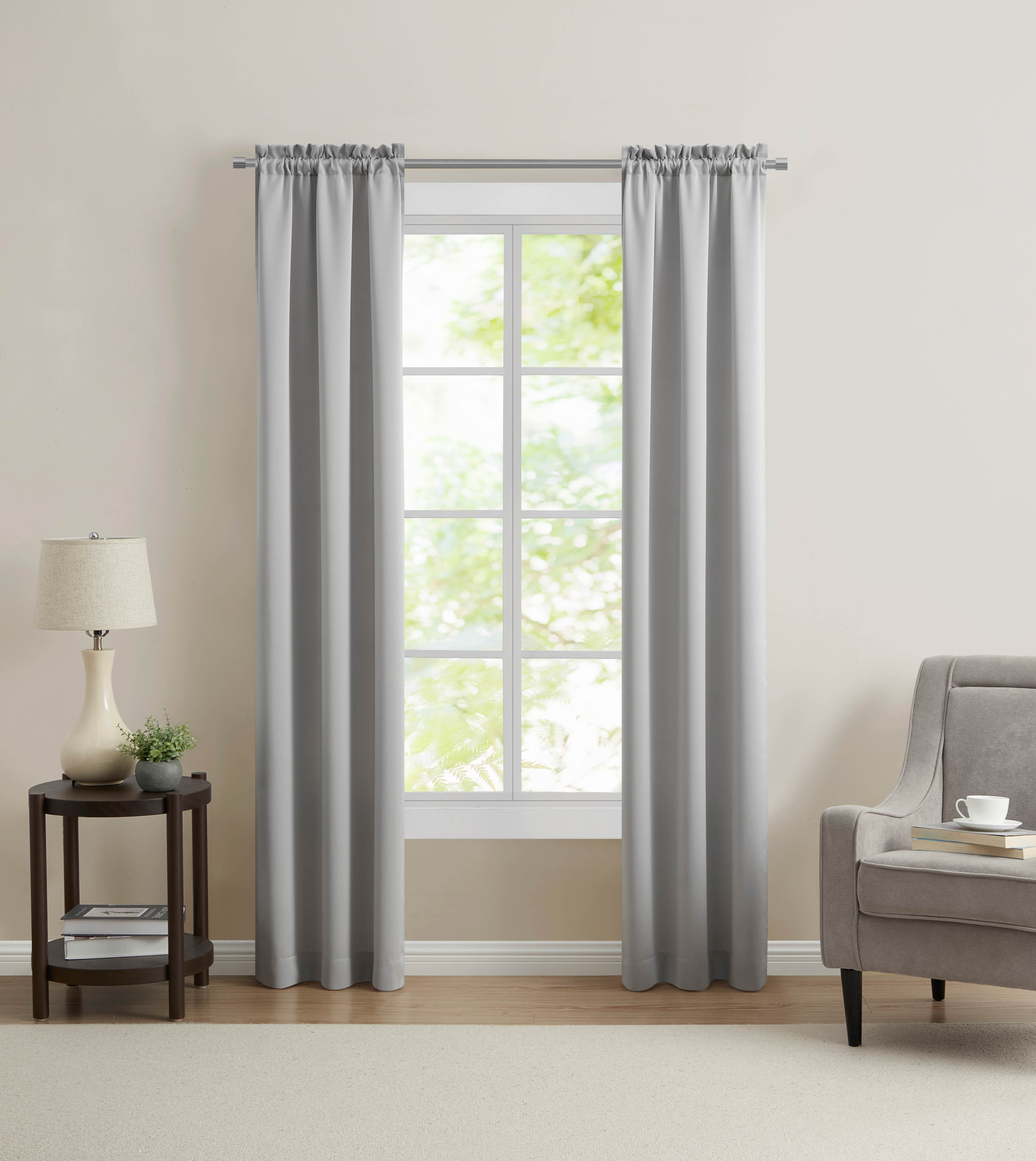 Mainstays Blackout Curtain Panel Pair, Set of 2, Grey Dawn, 30"W x 84"L