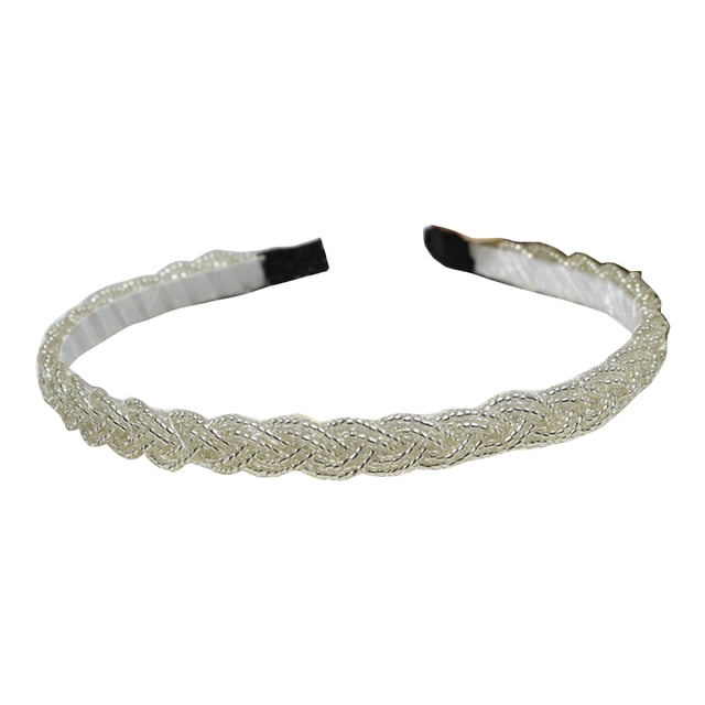 Diadema ajustable Qarigey Aro de pelo con cuentas moda de ala ancha estilo coreano chica boda mujeres diadema para niños estudiantes Accesorio para el cabello Blanco plateado