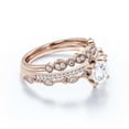 thumbnail image 2 of Antique Dazzling Boho & hippie 2.25 Carat Round Cut Diamond Moissanite Unique Engagement Ring, Wedding Ring in10k Solid Rose Gold, Affordable Gift For Woman, Trio Set, Matching Band, 2 of 3