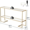 thumbnail image 2 of 52" Entryway Table, 2-Tier Narrow Console Table, Tempered Glass Sofa Table with Metal Frame, Entry Table with Shelves, Console Tables for Entryway, Hallway, Foyer, Living Room, Gold, 2 of 8
