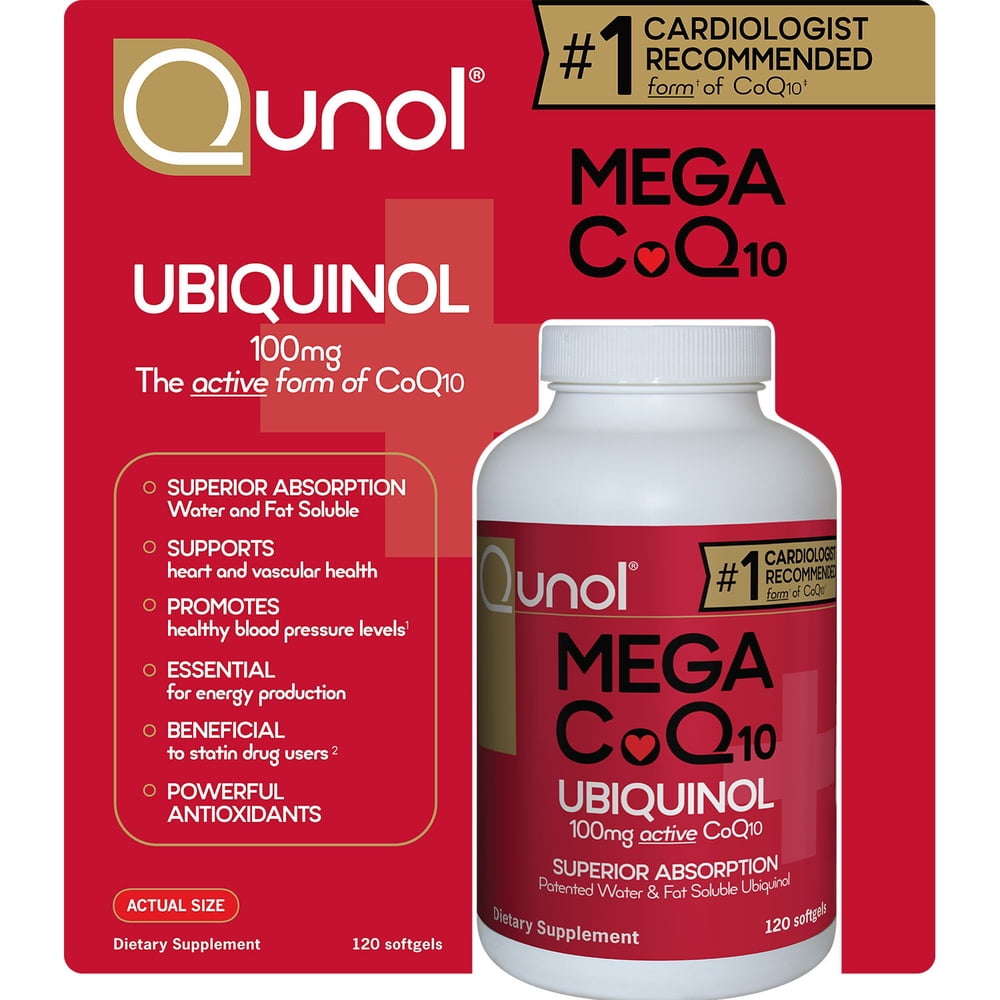 Qunol Mega Ubiquinol CoQ10 100mg, 120 Count Softgels