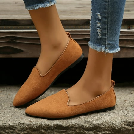 

Cathalem Casual Slip on Shoes for Women Fashion All Seasons Women Casual Shoes Flat Bottom Pointed Toe Lightweight Slip On Shoes Brown 8