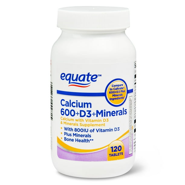Equate Calcium 600 + D3 + Minerals Tablets, 120 Count