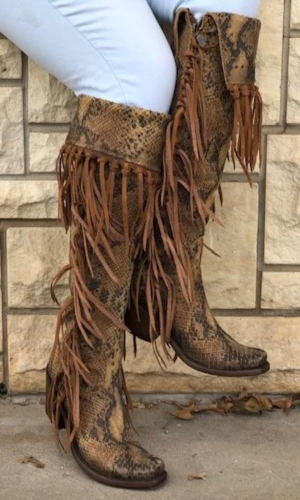 tall fringe cowboy boots
