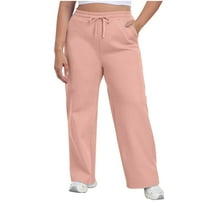 Fmbrln Womens Plus Size Baggy Sweatpants Drawstring Elastic Waist Wide Leg Sweatpants Casual Comfy Running Athletic Pants Lounge Trousers with Pockets Pink 4XL