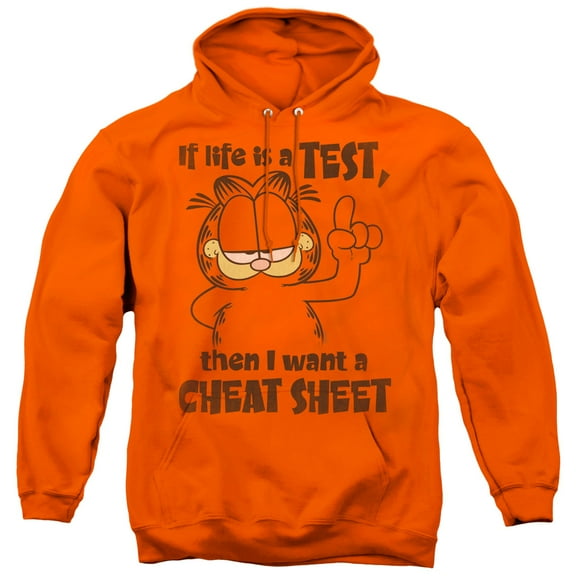 Garfield Cheat Sheet Adult Pullover Hoodie Sweatshirt Orange