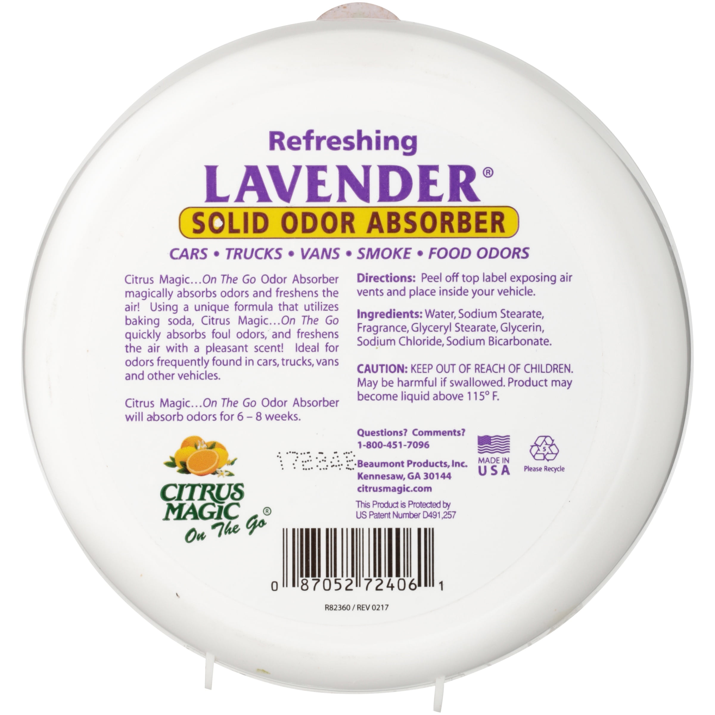 Citrus Magic Auto Odor Absorbing Solid Air Freshener, Calming Lavender, 8-Ounce