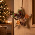 thumbnail image 7 of MMJ Christmas Decor Rattan Wreath with Dried Orange Pinecones Berries, Five-Pointed Star Hanging for Door Wall Christmas Decor 9.84x9.84in, 7 of 7