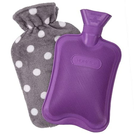

HomeTop Premium Classic Rubber Hot or Cold Water Bottle with Soft Fleece Cover (2 Liters Purple/Gray Polka Dot)