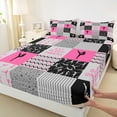 thumbnail image 3 of Manfei Sport Theme Twin Sheet Sets,Gymnastics Game Twin Fitted Sheet,Pink Geometric Wave Lines Flat Sheet For Girls,Breathable Room Decorative,3pcs, 3 of 7
