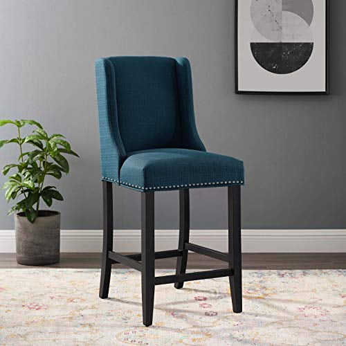 Modway Baron Fabric Upholstered Dining Counter-Height Bar Stool in Azure