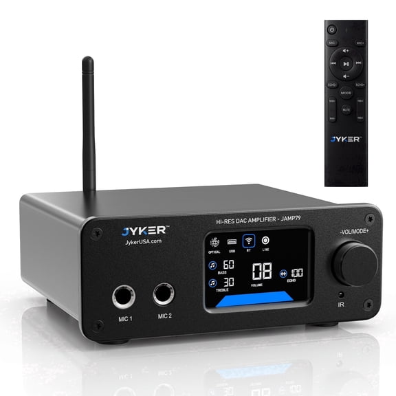 Jyker Hi-Fi DAC Home Audio Amplifier - Bluetooth 5.2 Stereo Amplifier 400W, 2 Channel Class D Integrated TPA3116