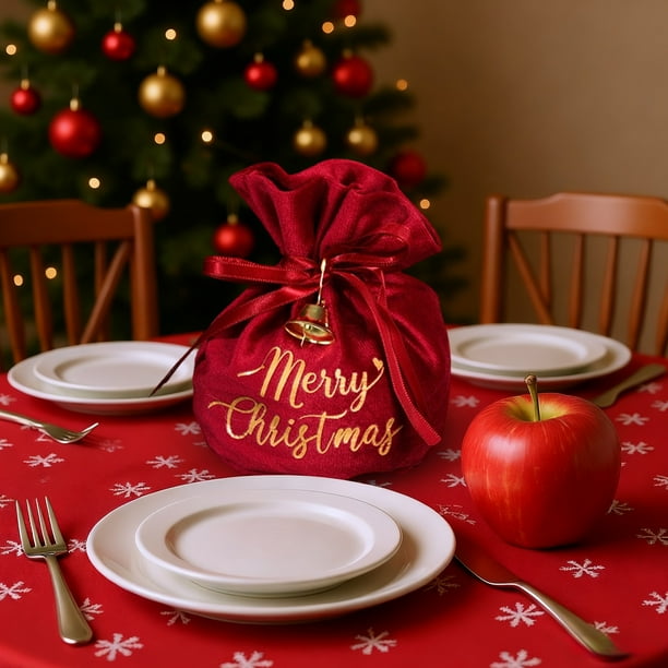 Bolsa De Regalo Con Cordn Para Nochebuena, De Terciopelo, 40, 6 X 30, 5 X 15, 2 Cm, Cierre Con Cordn, Ideal Para Regalos Navideos O Detalles De Fiesta, Paquete De 1, Color Rojo., Ukhbmc
