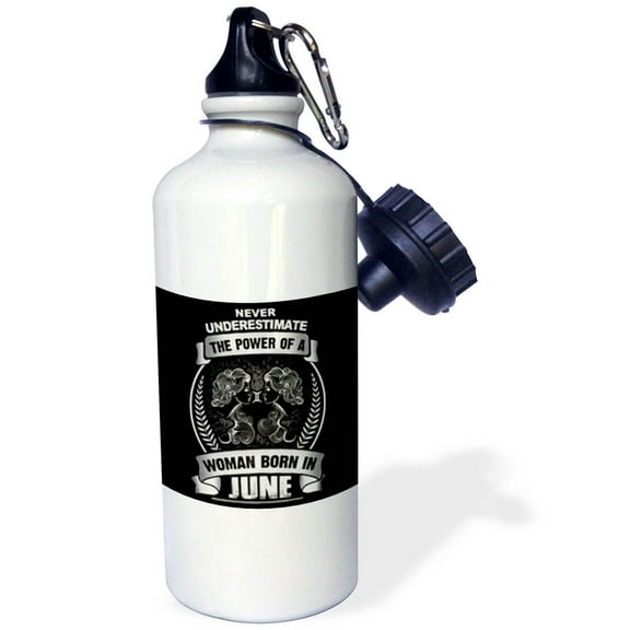 3dRose, Never Underestimate The Power Of A Woman Born In June - Gemini, Flip Straw 21oz Water Bottle
