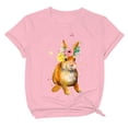 thumbnail image 2 of AXXD Girls Easter Shirt,Bunny Printed Pattern Short Sleeve Round Neck Loose T-Shirt Top For Sister New Arrival Size 18, 2 of 3