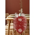 thumbnail image 4 of Table Runner Dresser Scarves Merry Christmas Snowflake Texture Cotton Linen Burlap Table Cover White Leaves Pine Cone on Red Table Runners for Family Kitchen Dining Holiday Party Banquet Decor, 4 of 5