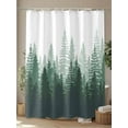 thumbnail image 4 of Shower Curtain Green Forest Tree Shower Curtains for Bathroom, Waterproof Polyester Shower Curtain Set with Hooks, Extra Long 72" x 96" Misty Forest Tree Silhouette Nature, 4 of 6