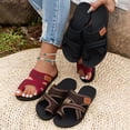 thumbnail image 7 of EliteGoogv Womens Flip Flops Cloth Upper Thong Clip Toe Flat Sole Slip On Sandals for Women Rubber Sole Summer Beach Casual Shoes US :6.5, 7 of 7