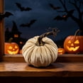 thumbnail image 7 of Hvmvliv Simulated Pumpkin Decoration,Halloween Thanksgiving 4.72in Faux Velvet Fabric Pumpkin Decor Cabinet Display,Versatile Centerpiece for Home,Table,Party Beige, 7 of 7