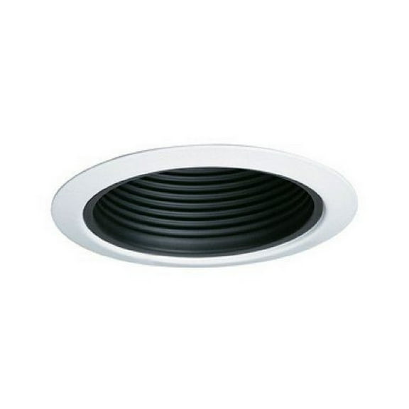 Jesco Lighting TM5509BKWH 5 in. Line Voltage Metal Step Baffle Trim- Black Baffle- White Trim
