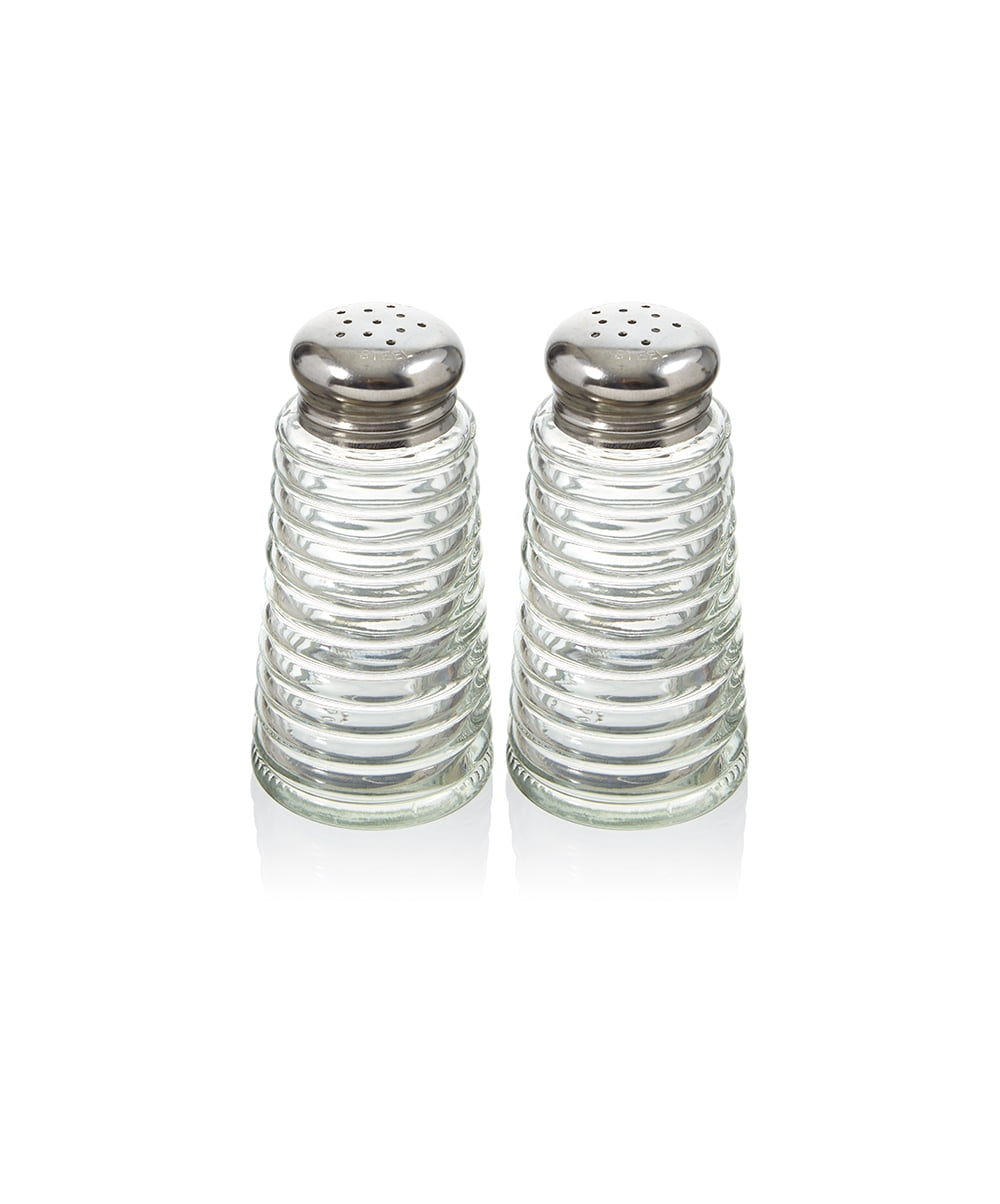 Retro Style Salt and Pepper Shakers with Stainless Tops, Durable