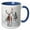 Blue/White, variant on 3drose, a Beautiful Buck with a Visiting Red Cardinal Bird in a Winter Forest, 11oz Magic Transforming Mug